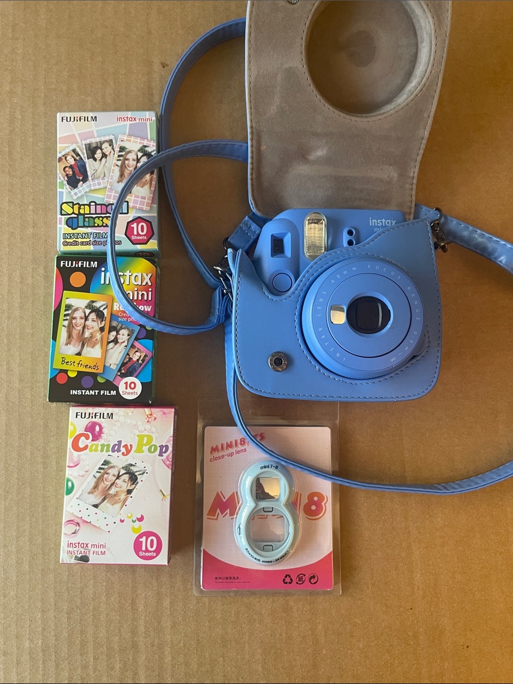 Fujifilm instax mini Instant Camera in Blue with Matching Blue Case